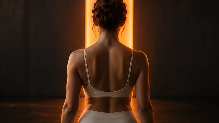 Persona vista di spalle in posizione eretta con luce arancio laterale, immagine illustrativa