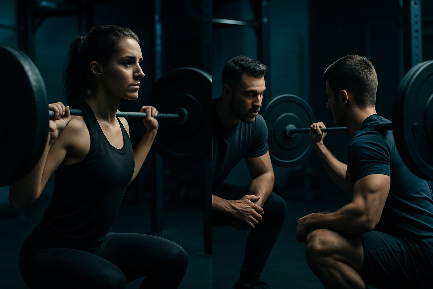 Confronto tra una persona che si allena da sola e un trainer che segue un atleta